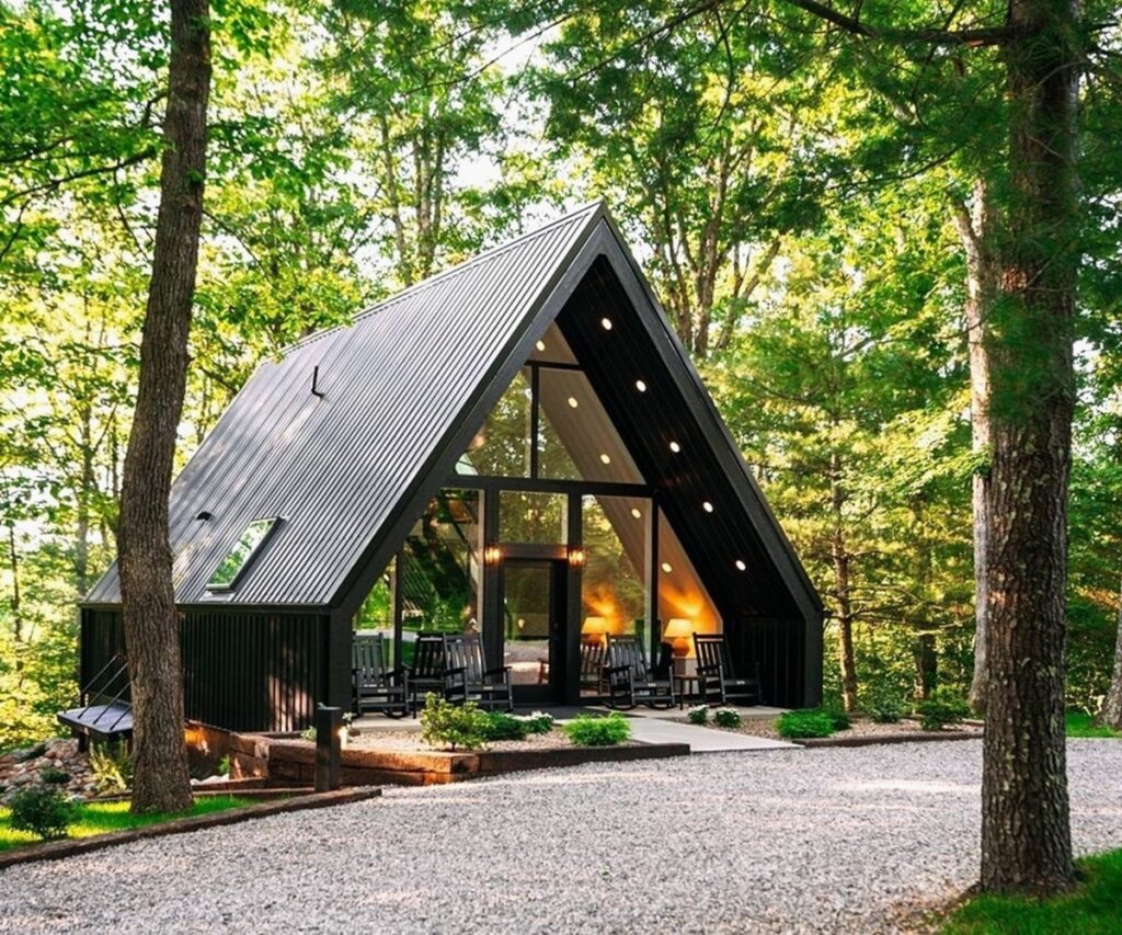 Airbnb A-Frame House Designs with Jacuzzi