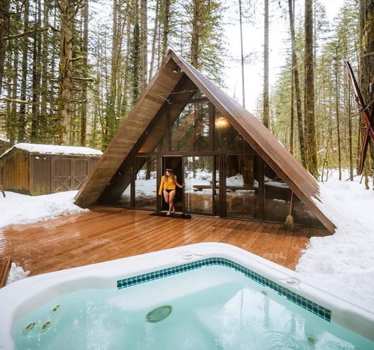 Airbnb A-Frame House Designs with Jacuzzi