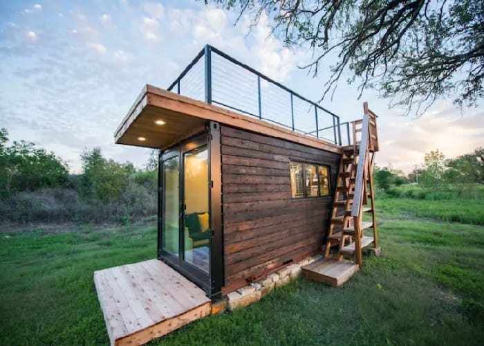 Experience Cozy Charm and Unique Design ‘Yellow and Blue’ Container Tiny Home