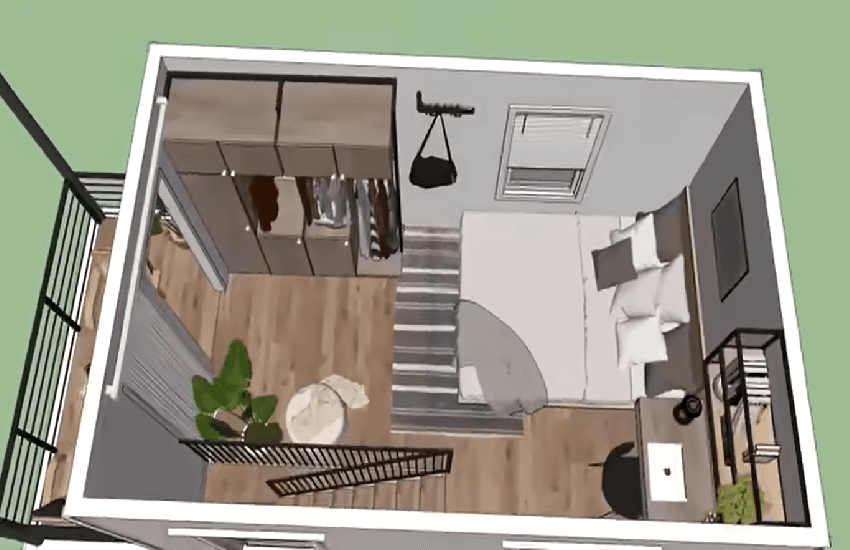 3x6 Meters 2 Floor Tiny House Plan