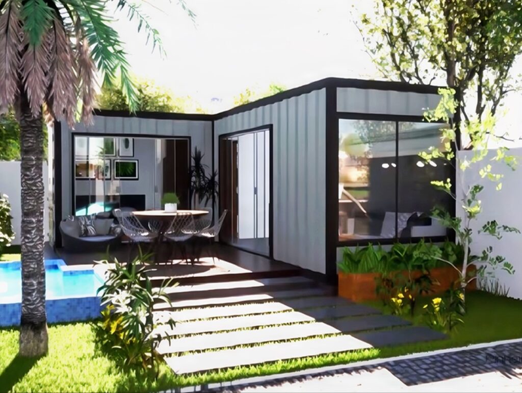 L Type Container House with Modern Design