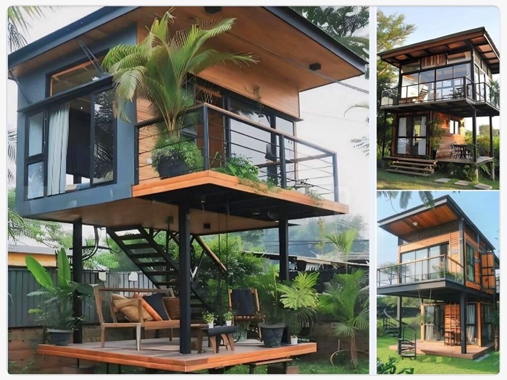 2 Storey Cozy and Natural Wooden House Models