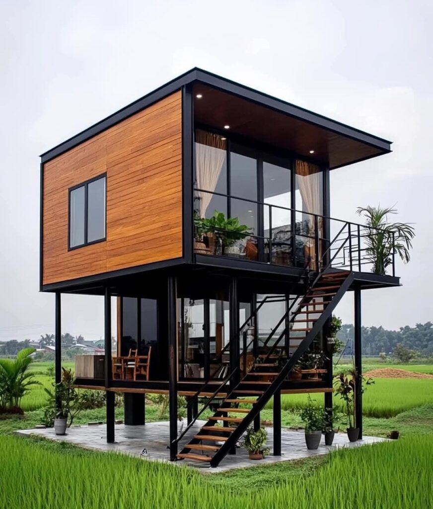 20m2 Two Storey Steel Timber Small House Made - Trend House Designs