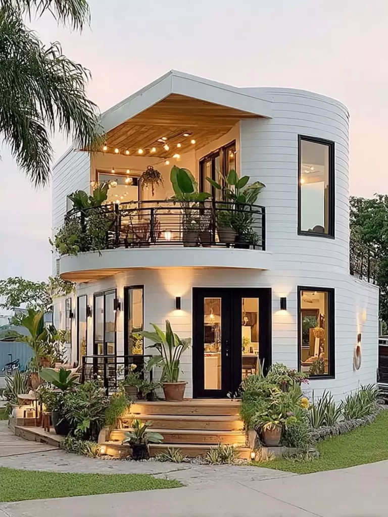 Attractive 2-Story White Small House Examples: Modern Minimalist Living Spaces